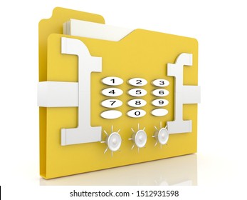 folder  and lock .  3d Render Illustration .