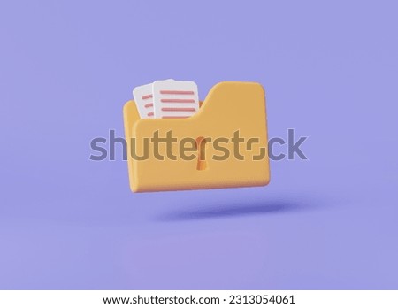 Folder lock icon isolated on purple background. Modern private folder, safe confidential information, data storage, computer folder. Data security concept. 3D rendering illustration, minimal style