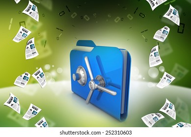 folder with safe lock  
