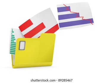 Folder and some documents with diagrams. 3D model