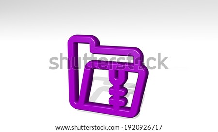 FOLDER ZIP 3D icon casting shadow, 3D illustration