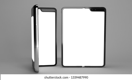 Folding Phone Of Background, 3d Rendering