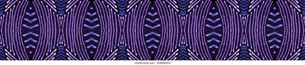 Folk Ornamental Background Astrological pattern. Latin Tile Seamless Tie Dye Grunge. Watercolor Painting. Splashed Baner. Purple colors. Dirty Canvas African Print. Crumbled texture.