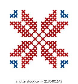 Folk Pattern Cross Stitch Snowflake Or Flower