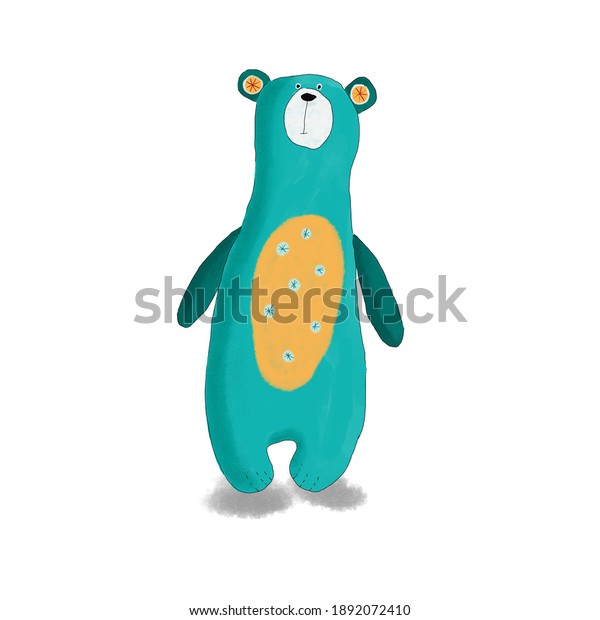 Folk style
abstract bear illustration in blue
green