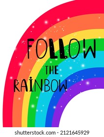 Follow Rainbow Poster Hand Drawn Color Stock Illustration 2121645929 ...