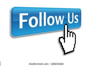 Follow Us Button And Hand Cursor