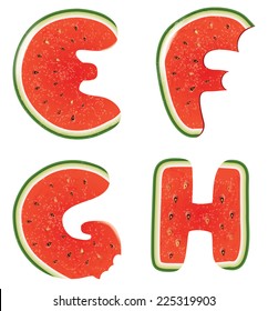 Font Realistic Watermelon, Letters, Illustration, Alphabet