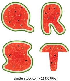 Font Realistic Watermelon, Letters, Illustration, Alphabet