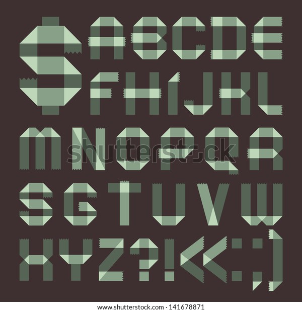 Font Spindrift Scotch Tape Roman Alphabet Stock Illustration