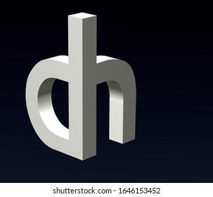 Font stylization of the letters D and H, font composition of the logo. 3D rendering.