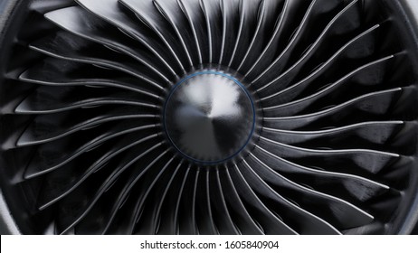 Font View for jet engine,3D rendering