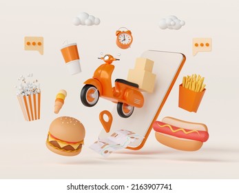 Food delivery application online on mobile, 3d illustration - Powered by Shutterstock