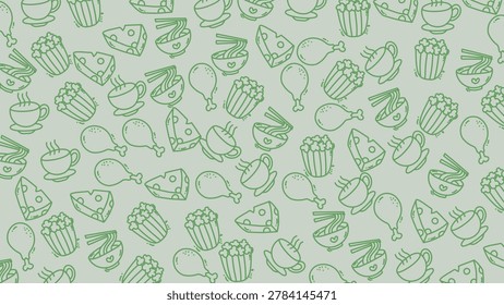 Food doodle patterns suitable for packaging design, menu backgrounds, and social media graphics. Perfect for foodrelated brands and projects.