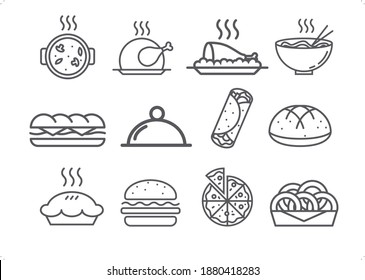 Vector Food Icon Set Outline Style Stock Vector (Royalty Free ...