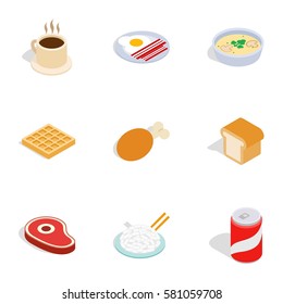 Food Icons Set. Isometric 3d Illustration Of 9 Food  Icons For Web