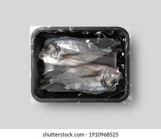 Food Packaging Isolated With Fish Top View