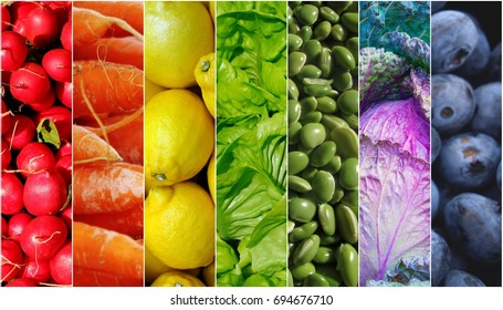 Food Rainbow Vegetable Collage Background Web Stock Illustration ...