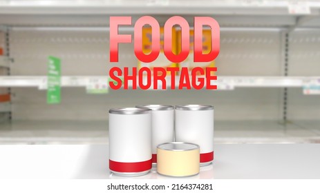 Food Shortage Red Text On Empty Shelf Image 3d Rendering