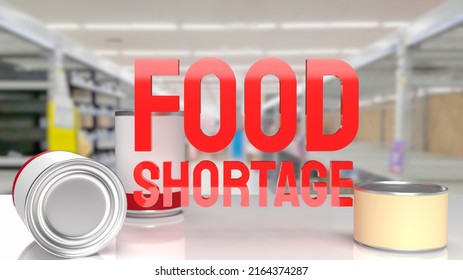 Food Shortage Red Text On Empty Shelf Image 3d Rendering