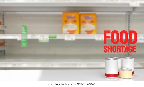 Food Shortage Red Text On Empty Shelf Image 3d Rendering