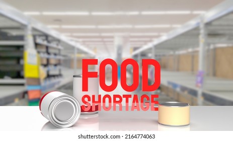 Food Shortage Red Text On Empty Shelf Image 3d Rendering