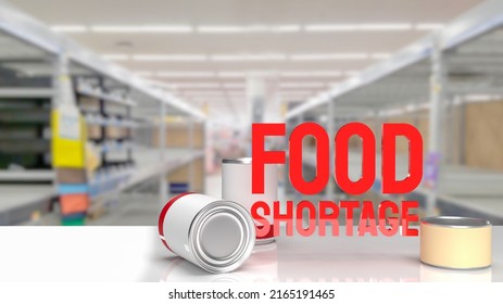 Food Shortage Red Text On Empty Shelf Image 3d Rendering