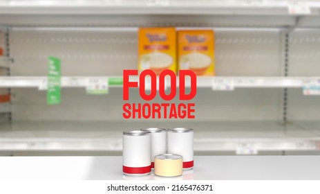 Food Shortage Red Text On Empty Shelf Image 3d Rendering