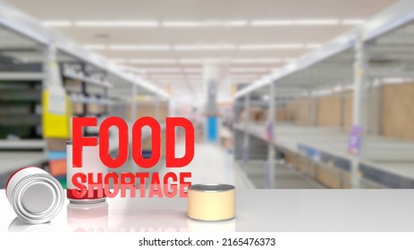 Food Shortage Red Text On Empty Shelf Image 3d Rendering