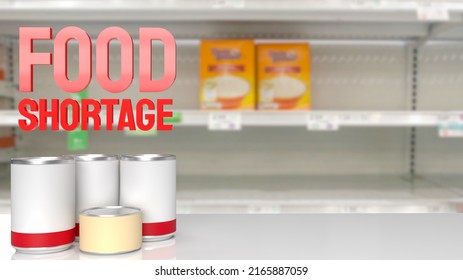 Food Shortage Red Text On Empty Shelf Image 3d Rendering