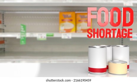 Food Shortage Red Text On Empty Shelf Image 3d Rendering