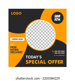 Food Social Media Post Square Banner Design Marketing Promotional Offer Banner Premium Template - Powered by Shutterstock