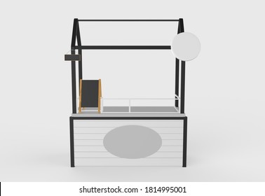 Food Trolley Cart On A White Background. 3d Rendering