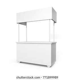 Food Trolley Cart On A White Background. 3d Rendering