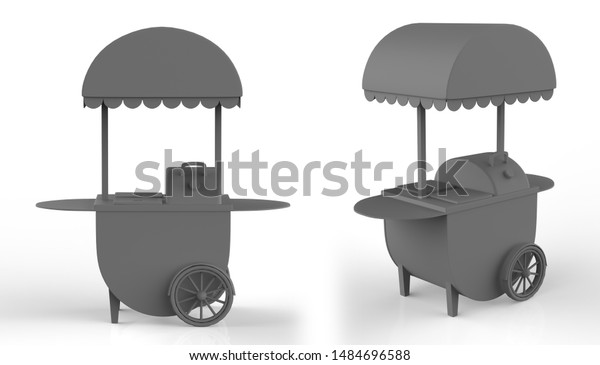 food\
Trolley Cart on a white background. 3d\
Rendering