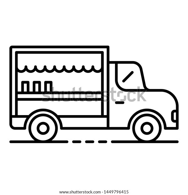 Food truck icon. Outline food truck icon\
for web design isolated on white\
background