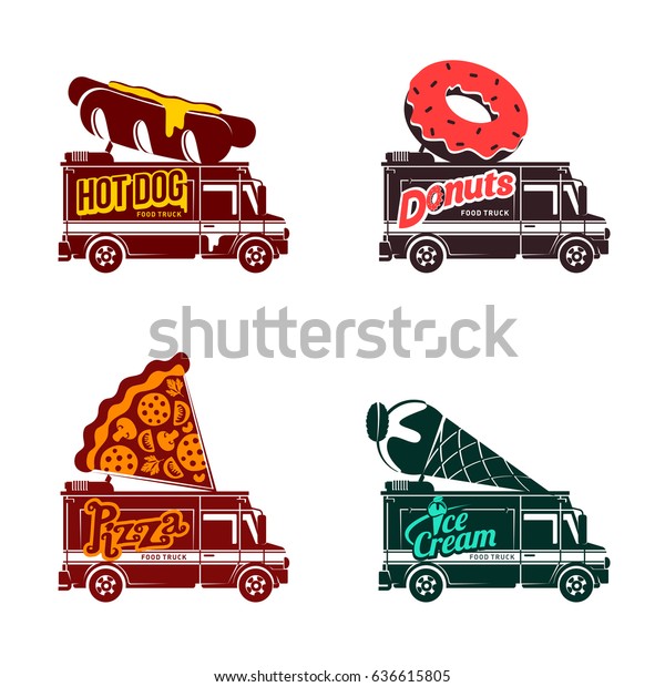 Food Truck Logo Illustration Vintage Style Stock