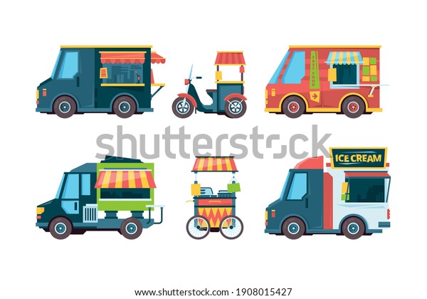 Food truck. Pushcart picking\
transport hawkers festival fast food collection flat\
pictures