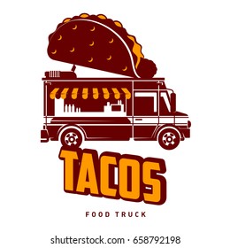 Food Truck Tacos Logo Illustration Vintage Stock Illustration 658792198 ...