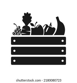 food wooden box icon template. Grocery with organic fruits and vegetables. Healthy natural product design concept illustration - Powered by Shutterstock