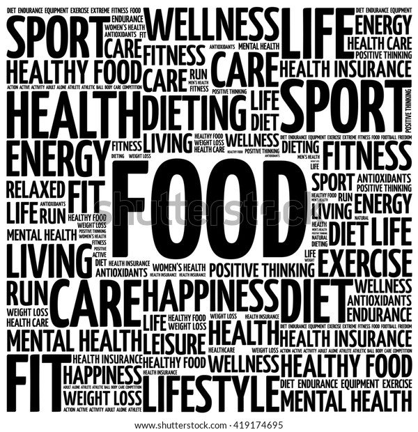 Food Word Cloud Background Health Concept Stock Illustration 419174695