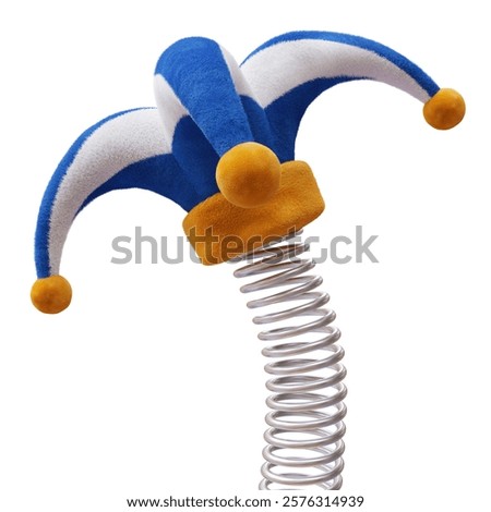 Fools hat on a spring isolated on white, Happy April fools day, 3d render