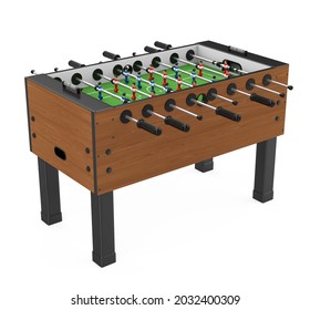 Foosball Soccer Table Game Isolated. 3D Rendering