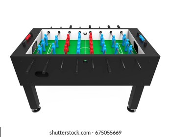 Foosball Soccer Table Game Isolated. 3D Rendering