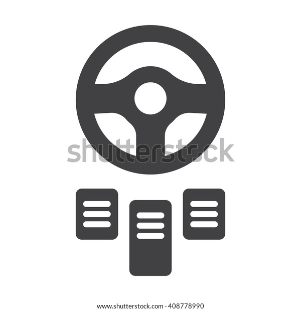 Foot pedal control brake,gas,entry black\
simple icon on white background for web\
design