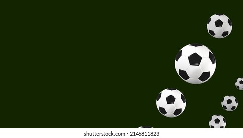 Football 3d Animation Of A Flying Ball. Football Background For Layout Or Poster Design. Isolate On A Green Background. 3d Render