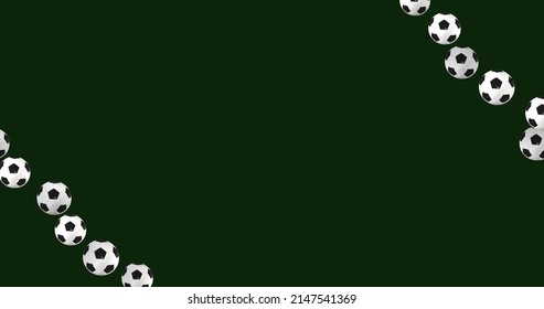 Football 3d Animation Of A Flying Ball. Football Background For Layout Or Poster Design. Isolate On A Green Background. 3d Render