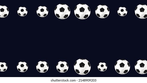 Football 3d Animation Of A Flying Ball. Football Background For Layout Or Poster Design. Isolate On A Blue Background. 3d Render