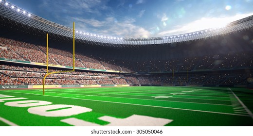 Football Arena Stadium Day Render Blue