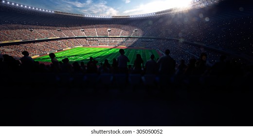 Football Arena Stadium Day Render Blue